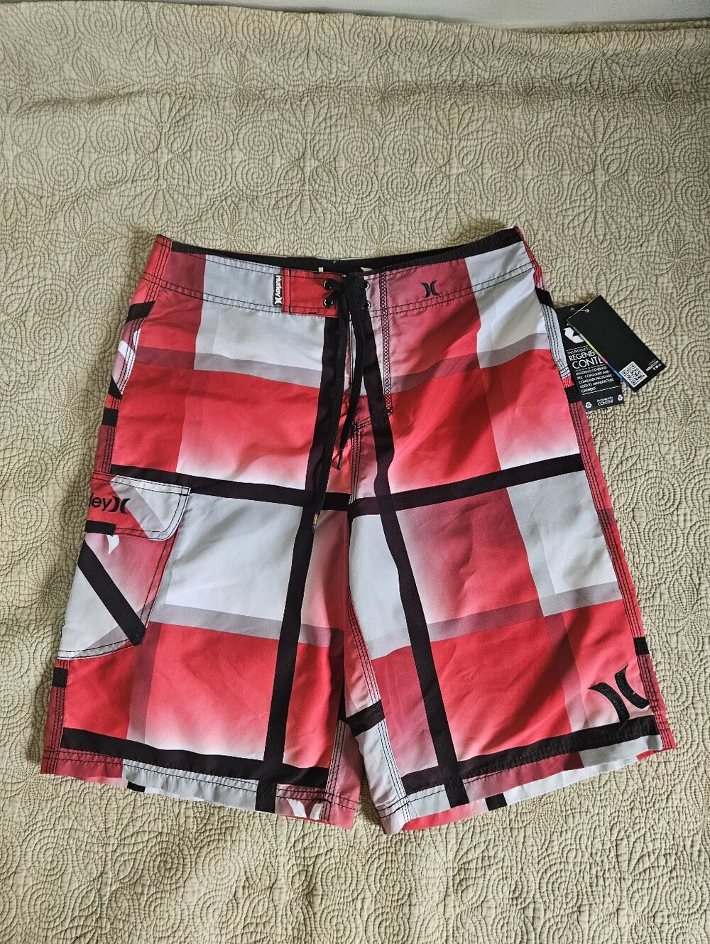 Hurley Men's Board Shorts, Size 30, Red/White/Black